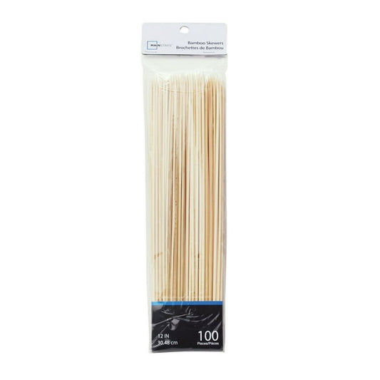 Mainstays 12" 100 Piece Bamboo Skewers, Bamboo